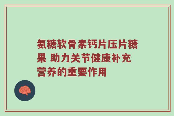 氨糖软骨素钙片压片糖果 助力关节健康补充营养的重要作用 氨糖软骨素钙片压片糖果 助力关节健康补充营养的重要作用