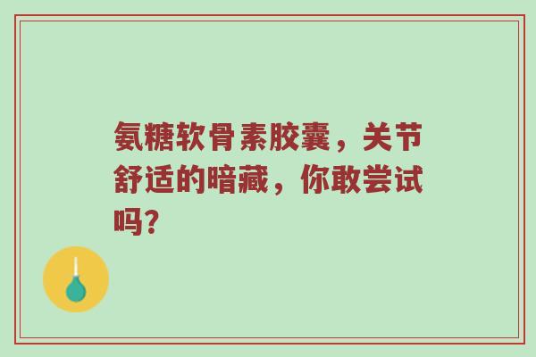 氨糖软骨素胶囊，关节舒适的暗藏，你敢尝试吗？