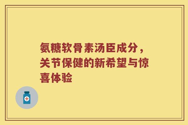 氨糖软骨素汤臣成分，关节保健的新希望与惊喜体验