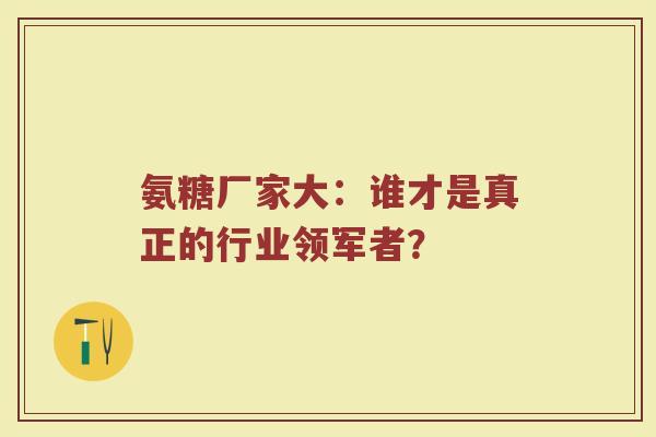 氨糖厂家大:谁才是真正的行业领军者? 氨糖厂家大:谁才是真正的行业领军者?