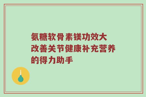 氨糖软骨素镁功效大 改善关节健康补充营养的得力助手