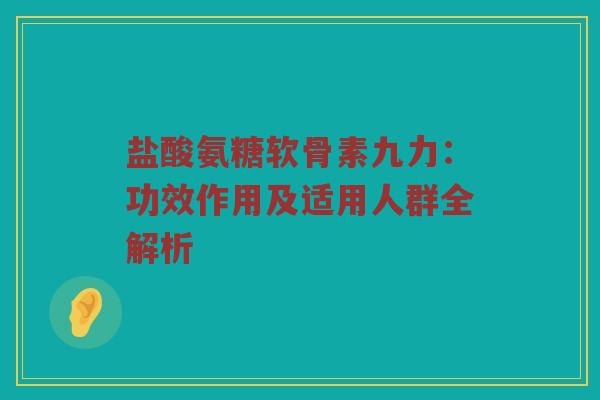盐酸氨糖软骨素九力：功效作用及适用人群全解析