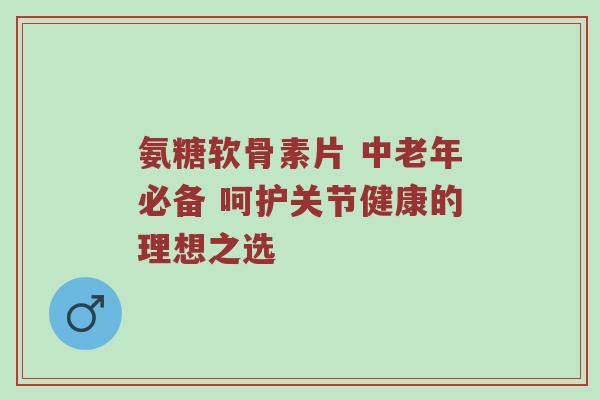 氨糖软骨素片 中老年必备 呵护关节健康的理想之选 氨糖软骨素片 中老年必备 呵护关节健康的理想之选