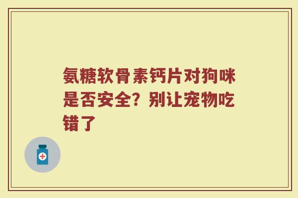 氨糖软骨素钙片对狗咪是否安全?别让宠物吃错了 氨糖软骨素钙片对狗咪是否安全?别让宠物吃错了
