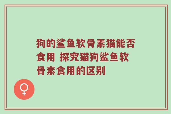 狗的鲨鱼软骨素猫能否食用 探究猫狗鲨鱼软骨素食用的区别
