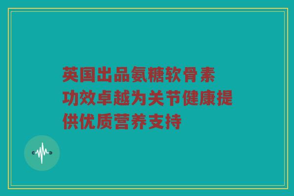 英国出品氨糖软骨素 功效卓越为关节健康提供优质营养支持