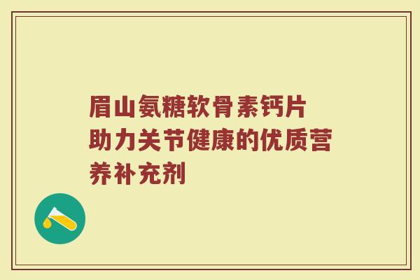 眉山氨糖软骨素钙片 助力关节健康的优质营养补充剂