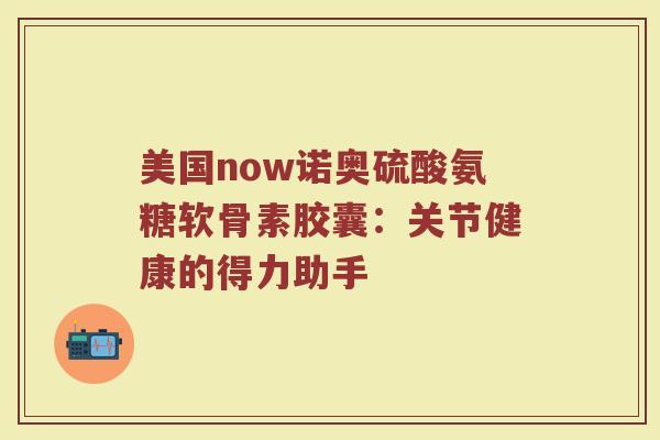 美国now诺奥硫酸氨糖软骨素胶囊：关节健康的得力助手