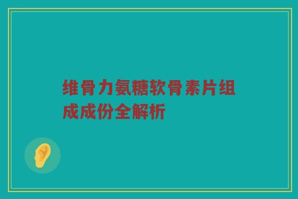 维骨力氨糖软骨素片组成成份全解析
