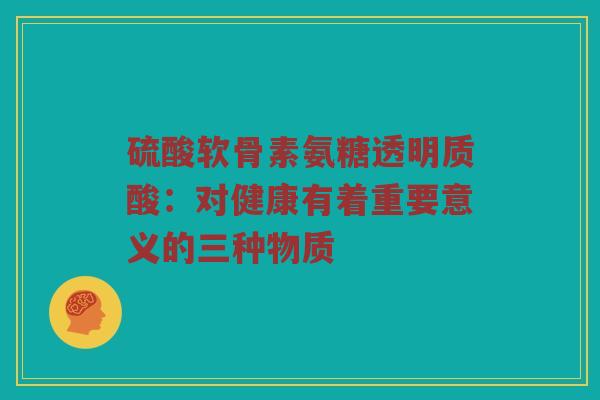 硫酸软骨素氨糖透明质酸:对健康有着重要意义的三种物质 硫酸软骨素氨糖透明质酸:对健康有着重要意义的三种物质