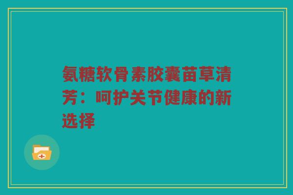 氨糖软骨素胶囊苗草清芳:呵护关节健康的新选择 氨糖软骨素胶囊苗草清芳:呵护关节健康的新选择
