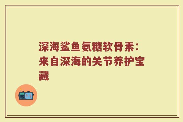 深海鲨鱼氨糖软骨素：来自深海的关节养护宝藏