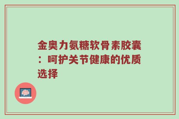 金奥力氨糖软骨素胶囊：呵护关节健康的优质选择
