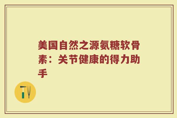 美国自然之源氨糖软骨素:关节健康的得力助手 美国自然之源氨糖软骨素:关节健康的得力助手