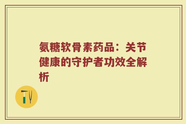 氨糖软骨素药品：关节健康的守护者功效全解析